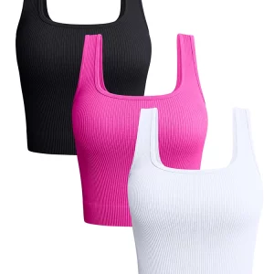 Solid Square Neck Ribbed Tank Top - Women's Sleeveless Camisole