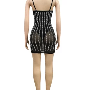 Sparkling Crystal Pearl Bodycon Dress for Nightclub Glam