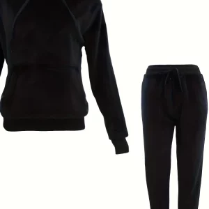 Sporty Plus Size Women's Hoodie & Joggers Set