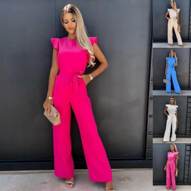 Spring & Summer Women's High Waist Tie-Up Jumpsuit