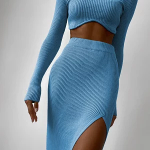 Spring Y2K Crop Top and Split Skirt Set - Chic Women's Streetwear Fashion