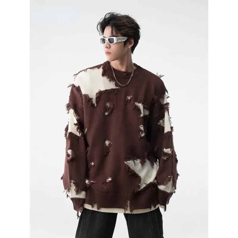 Star Hollow Tassel Hip Hop Sweaters for Men - American Street Style Pullover