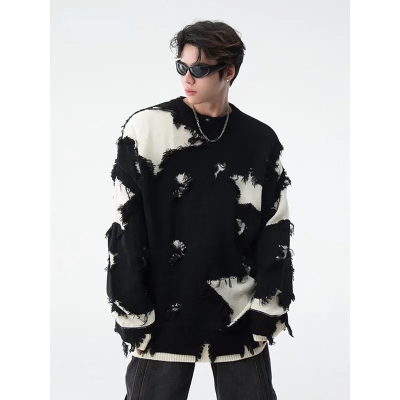 Star Hollow Tassel Hip Hop Sweaters for Men - American Street Style Pullover