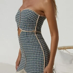 Strapless Tassel Dress: Sexy Off-Shoulder Bodycon for Women - 2024 Summer Party Wear