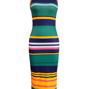 Striped Bodycon Dress: Women's Summer Elegant Sleeveless Midi Dress