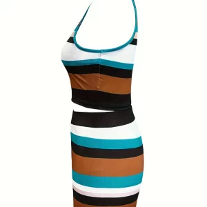 Striped Crop Top and Shorts Set for Women - Summer 2024 Beachwear