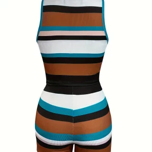 Striped Crop Top and Shorts Set for Women - Summer 2024 Beachwear