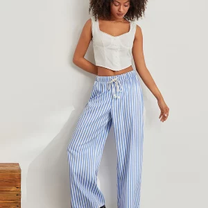 Striped Wide Leg Drawstring Pants for Women - Stylish Spring/Summer Trousers