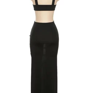 Stunning Black Bodycon Maxi Dress with Spaghetti Straps