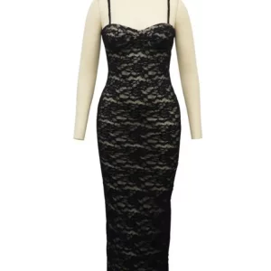 Stunning Lace Patchwork Maxi Dress | Sleeveless Slim Fit | Women's Hipster Summer Party Clubwear