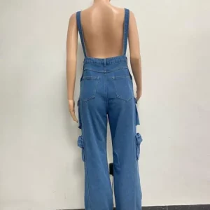 Stylish Washed Denim Baggy Jumpsuit for Women | Hipster Streetwear Overall 2024