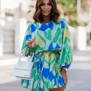 Stylish Women's Mid-Sleeve Round Neck Printed Dress