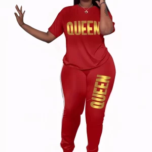 Stylish Women's Plus-size Gold-tone Athleisure Set