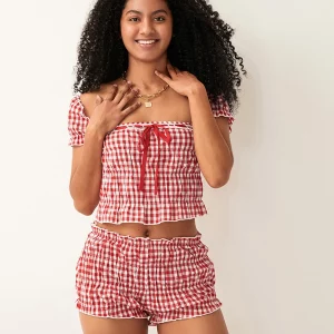 Summer Aesthetic Plaids Top & Shorts Set for Women