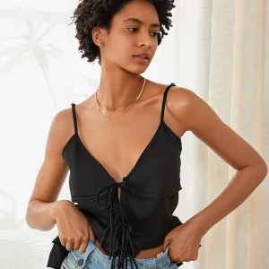 Summer Chic Ruffle Hem Tie-Up Camisole with Spaghetti Straps