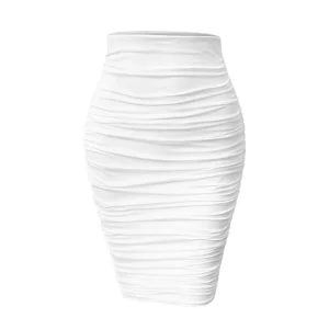 Summer Office Ruched Bodycon Mini Skirts for Women