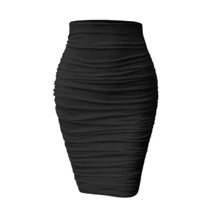 Summer Office Ruched Bodycon Mini Skirts for Women