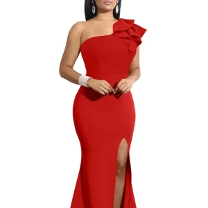 Summer One Shoulder Split Dress - Sleeveless Sexy Style