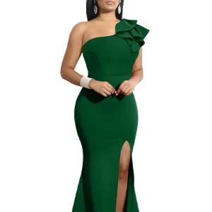 Summer One Shoulder Split Dress - Sleeveless Sexy Style