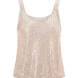 Summer Sequin Crop Tank Top - Women's Sleeveless Glitter Vest