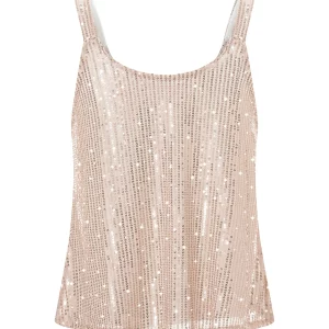 Summer Sequin Crop Tank Top - Women's Sleeveless Glitter Vest