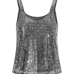 Summer Sequin Crop Tank Top - Women's Sleeveless Glitter Vest