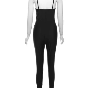 Summer Sexy Low Neck Jumpsuit for Women, Solid Color, Body-shaping Overalls, Casual Streetwear