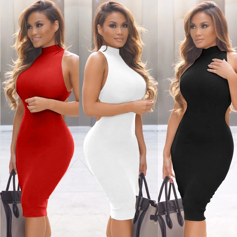 Summer Sleeveless Turtleneck Dress | Sexy Hollow Design | Plus Size Women's Clothing