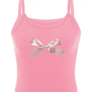 Summer Women's Cute Bow Cherry Print Tank Top - Sleeveless Spaghetti Strap Camisole