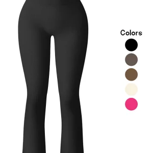 Summer Women's High Waist Stretch Bootcut Knit Leggings