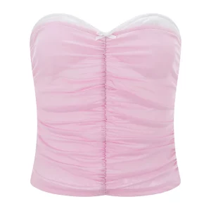 Summer Women's Sexy Off-Shoulder Bandeau Tube Top with Bow Detail