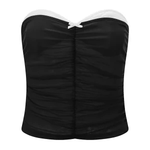 Summer Women's Sexy Off-Shoulder Bandeau Tube Top with Bow Detail