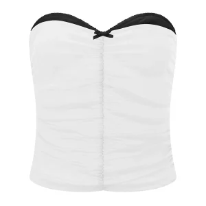 Summer Women's Sexy Off-Shoulder Bandeau Tube Top with Bow Detail