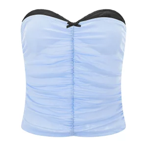 Summer Women's Sexy Off-Shoulder Bandeau Tube Top with Bow Detail