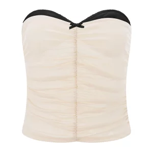 Summer Women's Sexy Off-Shoulder Bandeau Tube Top with Bow Detail