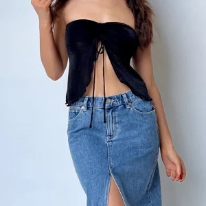 Summer Women's Solid Color Off Shoulder Bandeau Top