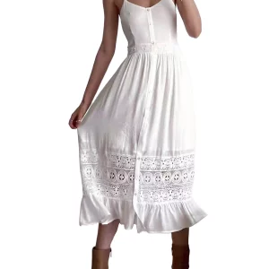 Summer Women's Spaghetti Strap Lace Patchwork Sling Dress