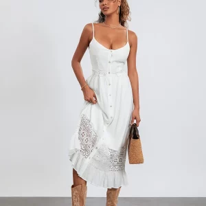 Summer Women's Spaghetti Strap Lace Patchwork Sling Dress