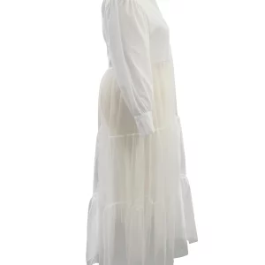 Trendy Patchwork White Maxi Dress for Plus Size Women