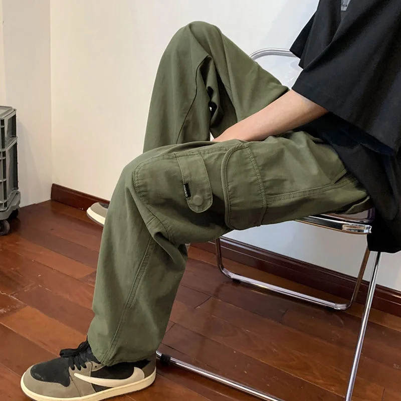 Vintage Army Green Cargo Pants for Men & Women - Summer Straight Fit Trousers for Urban Street Style