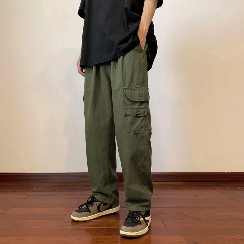 Vintage Army Green Cargo Pants for Men & Women - Summer Straight Fit Trousers for Urban Street Style