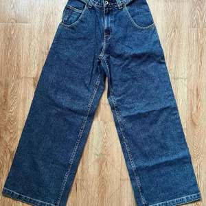 Vintage Blue Baggy Jeans with Monogram Embroidery