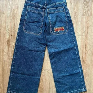 Vintage Blue Baggy Jeans with Monogram Embroidery