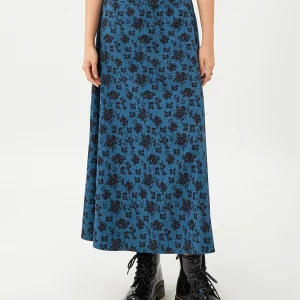 Vintage Floral Print High Waist A-Line Skirt - Women's Streetwear