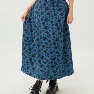 Vintage Floral Print High Waist A-Line Skirt - Women's Streetwear