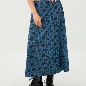 Vintage Floral Print High Waist A-Line Skirt - Women's Streetwear