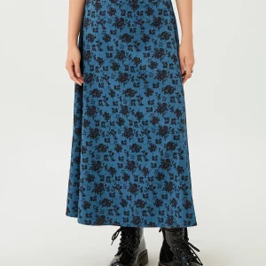 Vintage Floral Print High Waist A-Line Skirt - Women's Streetwear