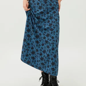 Vintage Floral Print High Waist A-Line Skirt - Women's Streetwear