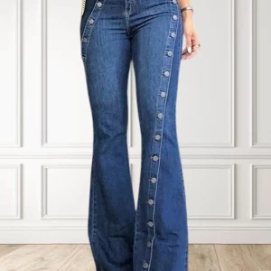 Vintage High Waist Flare Denim Jeans for Women Plus Size