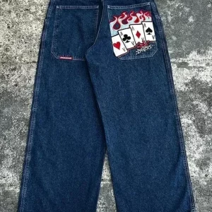 Vintage High-Waisted Y2K Embroidered Baggy Jeans